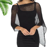 Womens Sheer Mesh Poncho Shrug Bolero, Lightweight Pullover Sweater Crochet Poncho Ruffle Top Beach Cover Ups