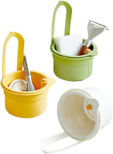Kitchen Sink Strainer Basket, Self Cleaning Sink Food Waste Catcher, Faucet Hanging, Press Automatic Dumping Kitchen Draining Basket, Waste Rack Trash Catcher for Leftovers (Green+White+Yellow)