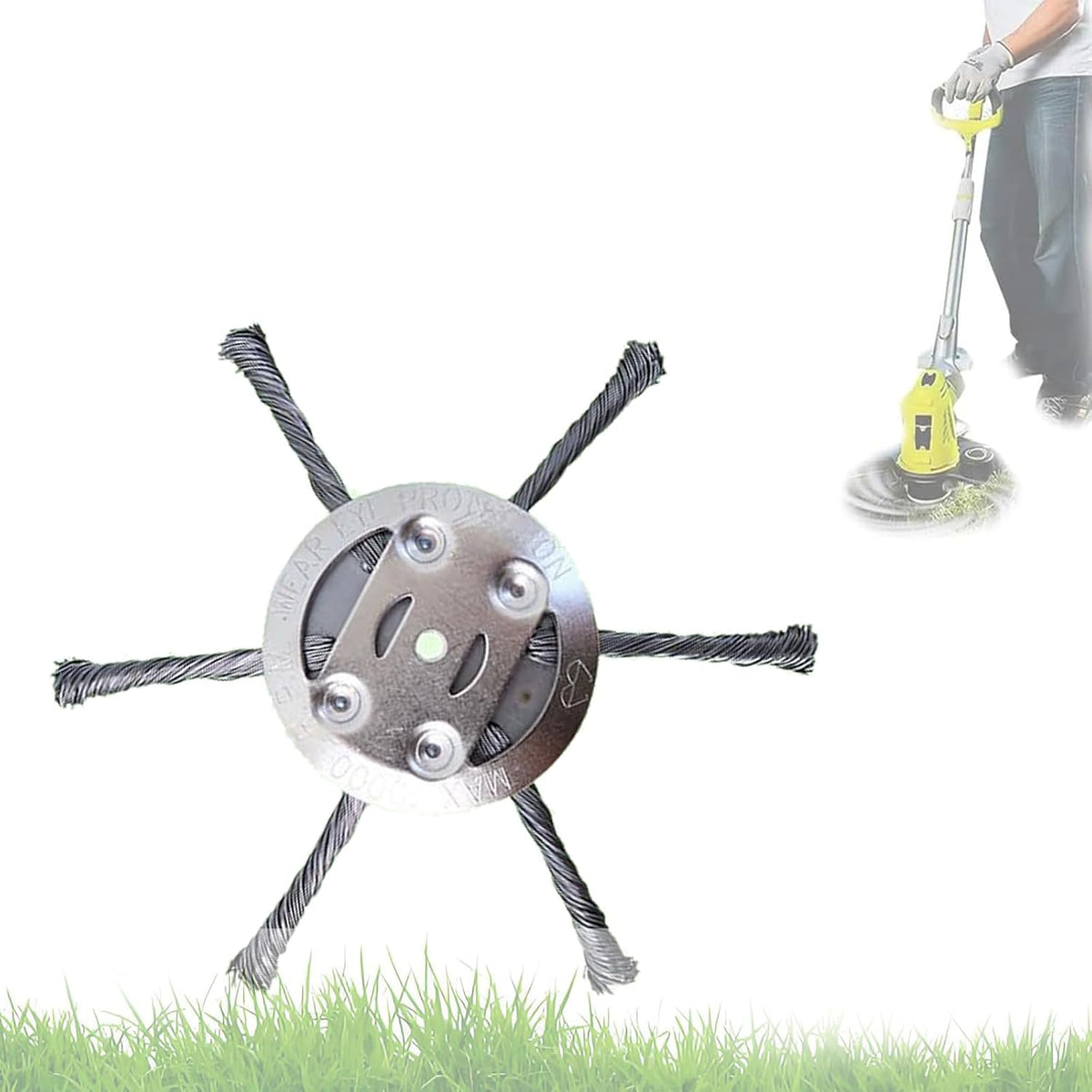 Universal Wire Weed Eater Head,Steel Wire Wheel Grass Trimmer,Steel Wire Weed Eater Head,Rotary Cutter Trimmer Head for String Trimmers, Gardening Lawnmower, Moss & Rust Removal (6 Knives)