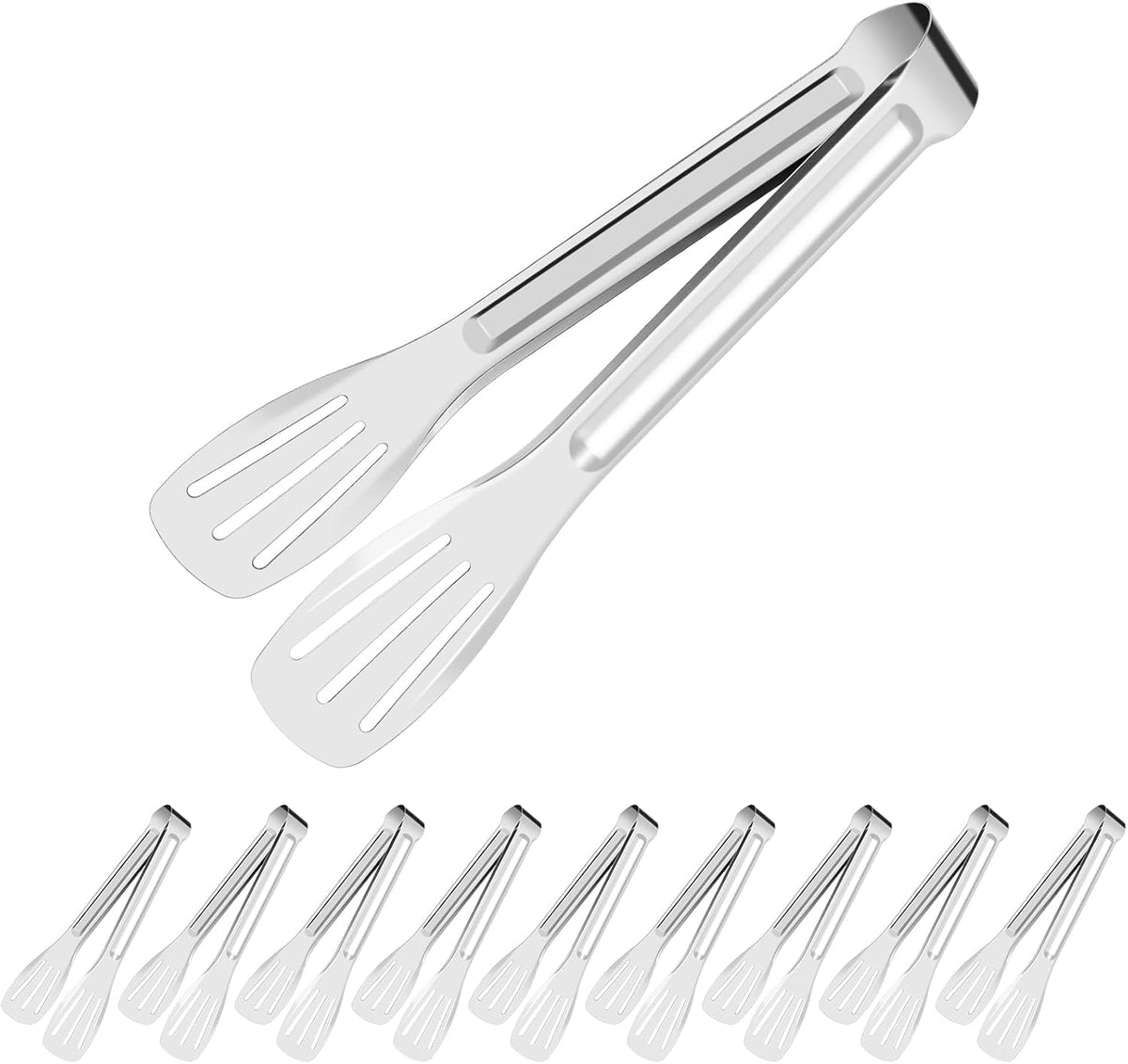 7 Inch Serving Tongs Buffet, Kitchen Cooking Tongs Stainless Steel Buffet Tongs Frying Tong for Pasta Salad BBQ Cake Home Birthday Wedding Candy Bar Party (10 pcs)