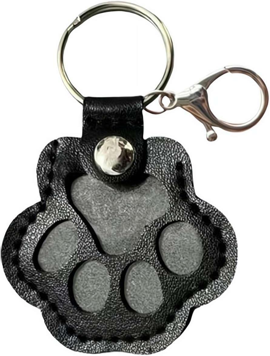 Pet Hair Keepsake Box for Dog, Pets Hair Storage Pouch Fur Memorial Keyring for Pet Commemorative,Dog Cat Paw Shape Leather Keychain Pendant