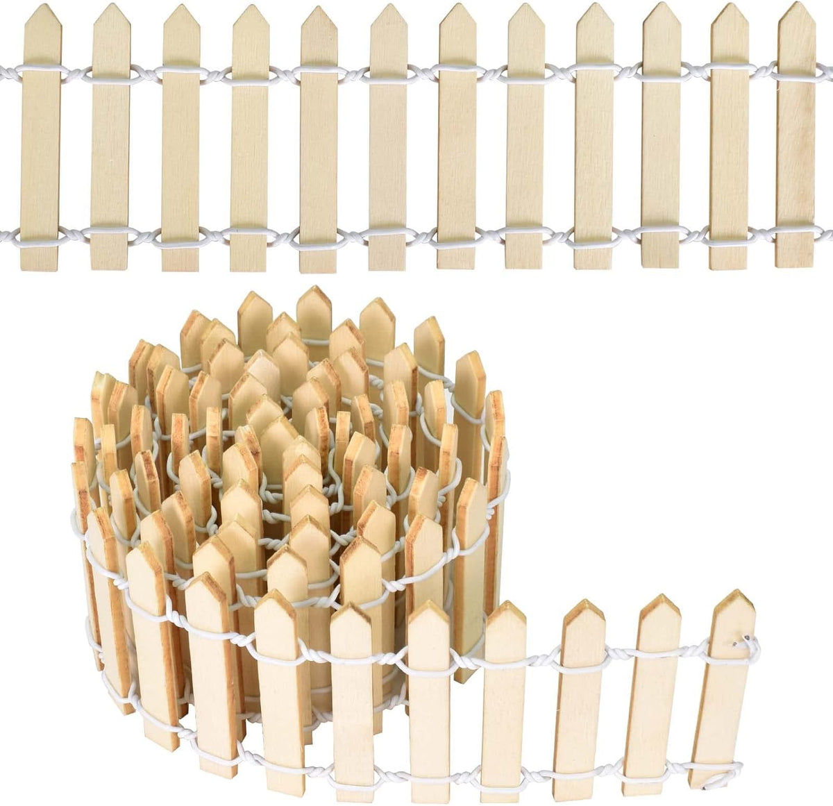 Miniature Wooden Fence, 35 Inch Fairy Garden Fence Ornament Fence for Dollhouse Miniature Garden Fairy Garden Succulent Plant Pot Micro Landscape DIY Diorama DIY Crafts Project (Wood color)
