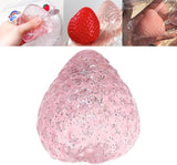 Taba Squishy Strawberry, Strawberry Taba Squishy Toys, Handmade Taba Squishy Clear Stress Relieving for Adults Office School (1 Fine Glitter)
