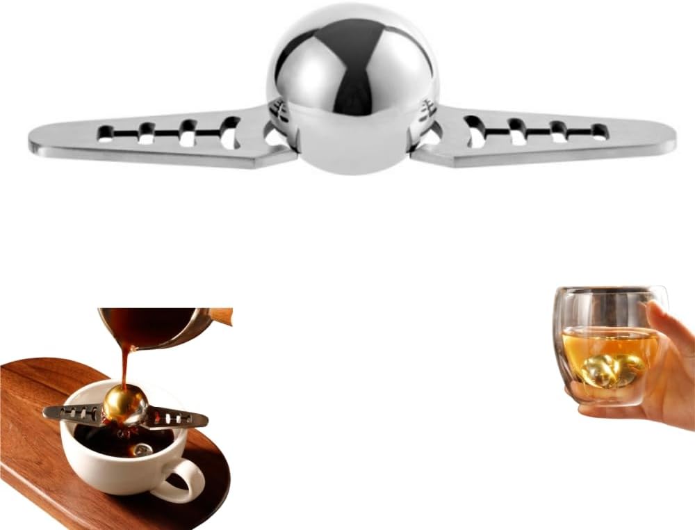 Stainless Steel Coffee Cooling Ball, Reusable Espresso Chiller with Stand, Ice Ball for Coffee Enthusiasts
