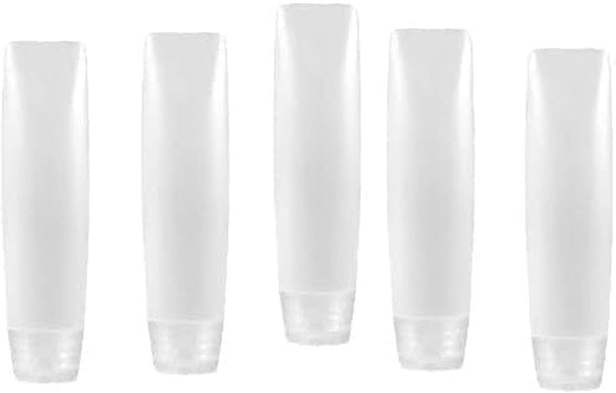 5-Pack 1oz Travel Bottles Leak Proof - Refillable Clear Toiletry Containers for Shampoo, Lotion & Cosmetics, Empty Squeeze Tubes with Twist Cap, TSA Approved Portable Dispensers
