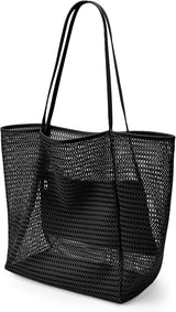 Oversized Beach Tote Bag, Semi Mesh Tote Bag Foldable MAX 35L Laundry Tote Bag For Beach Picnic Laundry Vacation