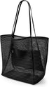 Oversized Beach Tote Bag, Semi Mesh Tote Bag Foldable MAX 35L Laundry Tote Bag For Beach Picnic Laundry Vacation