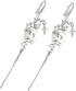 Moon and Star Hook Earrings, 2PCS 3.2 Inch Metal Gothic Moon Earrings, Fashion Rhinestone Crawler Star and Moon Ear Hook Needle Piercing Earrin, Reusable Hook Earrings for Women Girls