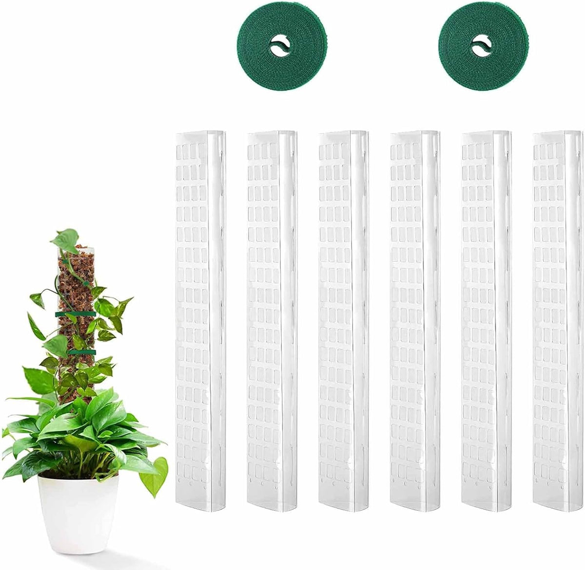 6 Pcs 24 Inch Plastic Moss Pole for Plants Monstera, Stackable for Indoor Work with Sphagnum Support Structure to Help Plants Grow Upwar