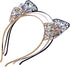 3PC - Crystal Cat Ears Headband For Women Girls Headwear Hair Accessories (Floral)
