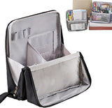 Multi-Purpose Large Capacity Oxford Cloth Standing Makeup Bag – Portable Lightweight Canvas Organizer with Multiple Compartments, Upright Design for Cosmetics & Stationery Storage (Black)