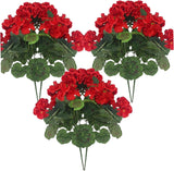 6Pcs Artificial Geraniums 14 Inch Lifelike Artificial Flowers with Adjustable Branches Long Lasting Vibrant Silk Geranium for Indoor, Outdoor, Red