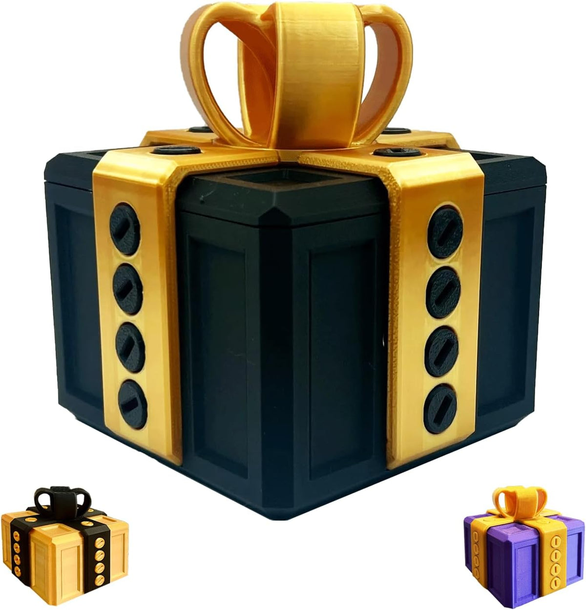 Annoying Gift Box with Screws, Large Prank Gift Box, 3D Printed Really Annoying Gift Boxes, Gift Card Money Cash Puzzle Box for Adults, Funny Fidget Boxes with 20 Screws for Christmas Festival(Black g