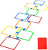 Hopscotch Rings Game, 10Pcs Square Hopscotch Rings 15 Inch Multi-Colored Obstacle Course Fun Play Kids Outdoor Play Equipment Squares, Rug