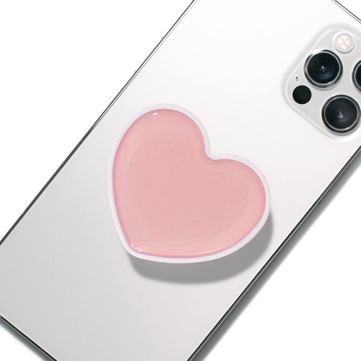 Heart-Shaped Phone Grip and Stand, Collapsible Expandable Design, Pink
