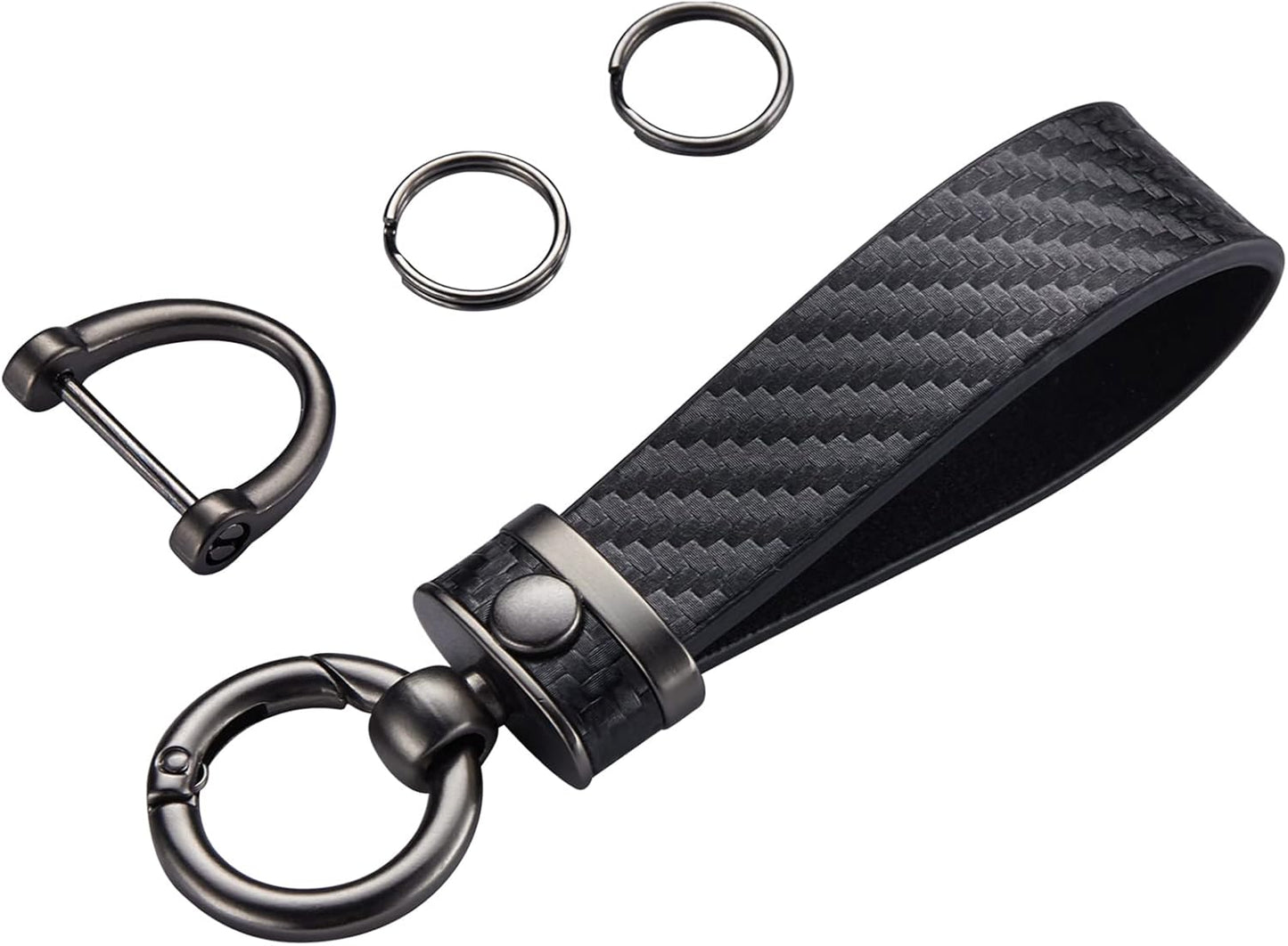 Carbon Fiber Style Car Keychain Microfiber Leather Key Chain, Universal Key Chains for Key Fobs for Men and Women