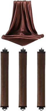 Heatless Hair Curler Set, Satin Overnight Curling Rods, 4-Piece Styling Kit with Hook, Brown