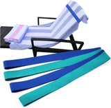 Beach Towel Bands, 38-91 cm Silicone Clips for Pool and Cruise Chairs, Blue and Turquoise, Pack of 4