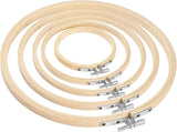5 PCS Embroidery Hoops Round Bamboo Embroidery Hoop Circle Embroidery Frame Wood Hoop Cross Stitch Hoop Adjustable Sewing Rings Hoop for Embroidery Cross Stitching Crafts（4-8inch）