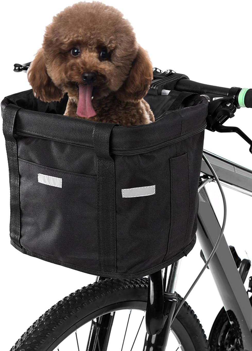 Waterproof Removable Bicycle Front Basket with Aluminum Frame, Pet Carrier & Multi-Purpose Handlebar Bag for Shopping & Outdoor Use