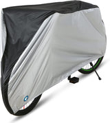Silver-Coated 190T Polyester Cover for 20/24/26/29 Inch Bikes - Black/Black&Silver, S/M/L/XL Sizes, Weatherproof with Quick-Release Buckle & Lock Hole