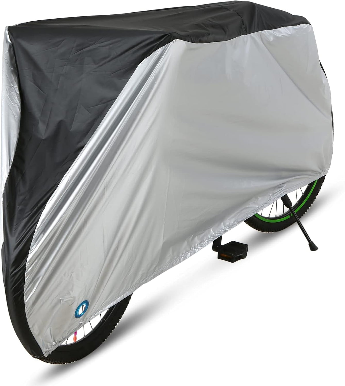 Silver-Coated 190T Polyester Cover for 20/24/26/29 Inch Bikes - Black/Black&Silver, S/M/L/XL Sizes, Weatherproof with Quick-Release Buckle & Lock Hole