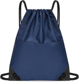 Drawstring Backpack Bag Waterproof Oxford Cloth Draw String Back Sack with Zip Pocket for Sports Traveling Outdoor