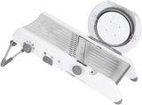 Multifunctional Manual Vegetable Cutter Stainless Steel Food Grater Slicing Kitchen Tool Accessories with Non-Slip Handle Safety Pusher for Shredded Sliced Wavy Cuts Easy to and Store