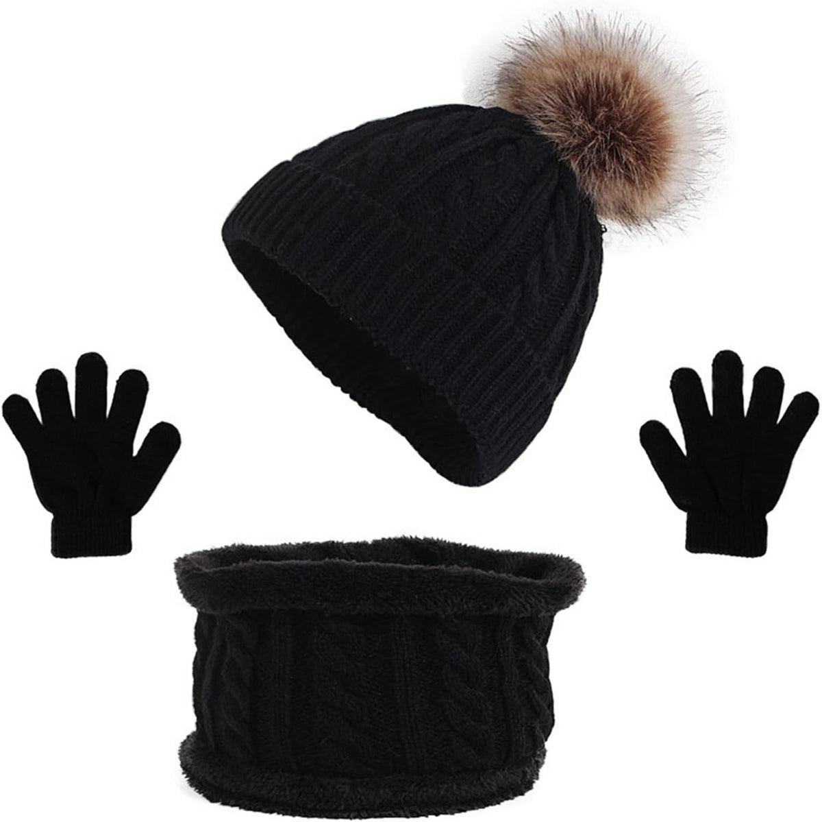 Soft Plush Winter Accessory with Hat, and Scarf in Multiple Colors