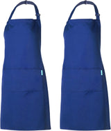 Adjustable Multi-Purpose Aprons for Men and Women with Long Waist Ties and Front Pockets, Polyester Cotton Blend