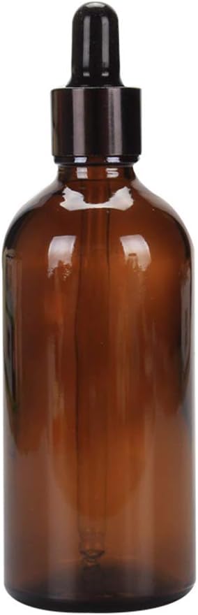 Compact Lightweight Tan Glass Dropper Bottle with Black Cap for Essential Oils and Perfume Travel
