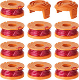 12 Pack Trimmer Spool Line for Worx, WA0010 Edger Spools Replacement for Worx, 0.065 inch Trimmer Line Refills for Worx, Compatible with Worx String Trimmers(10 Grass Trimmer Line, 2 Trimmer Cap)