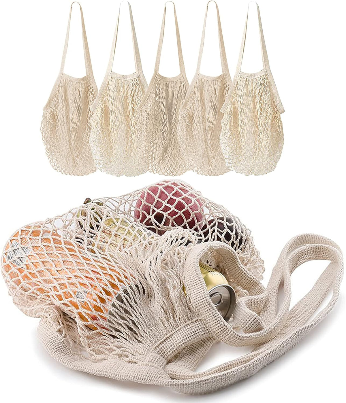 Cotton String Shopping Bags Reusable Washable Grocery Mesh Organizer Net