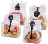 100 Pack Translucent Plastic Bags for Cookie,Cake,Chocolate,Candy,Snack Wrapping Good for Bakery Party with Stickers