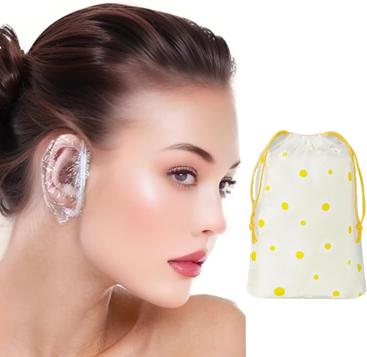200 Pack Disposable Ear Covers for Shower, Waterproof Plastic Ear Protectors, Ear Shower Caps for Hair Dye