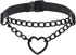 PU Leather Punk Choker Necklaces Circle/Heart Charm Adjustable Collar Necklace for Women
