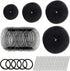 Hair Donut Bun Maker Set - 4 Bun Shapers, 20 Invisible Nets, 5 Elastics, 20 Bobby Pins (Black)