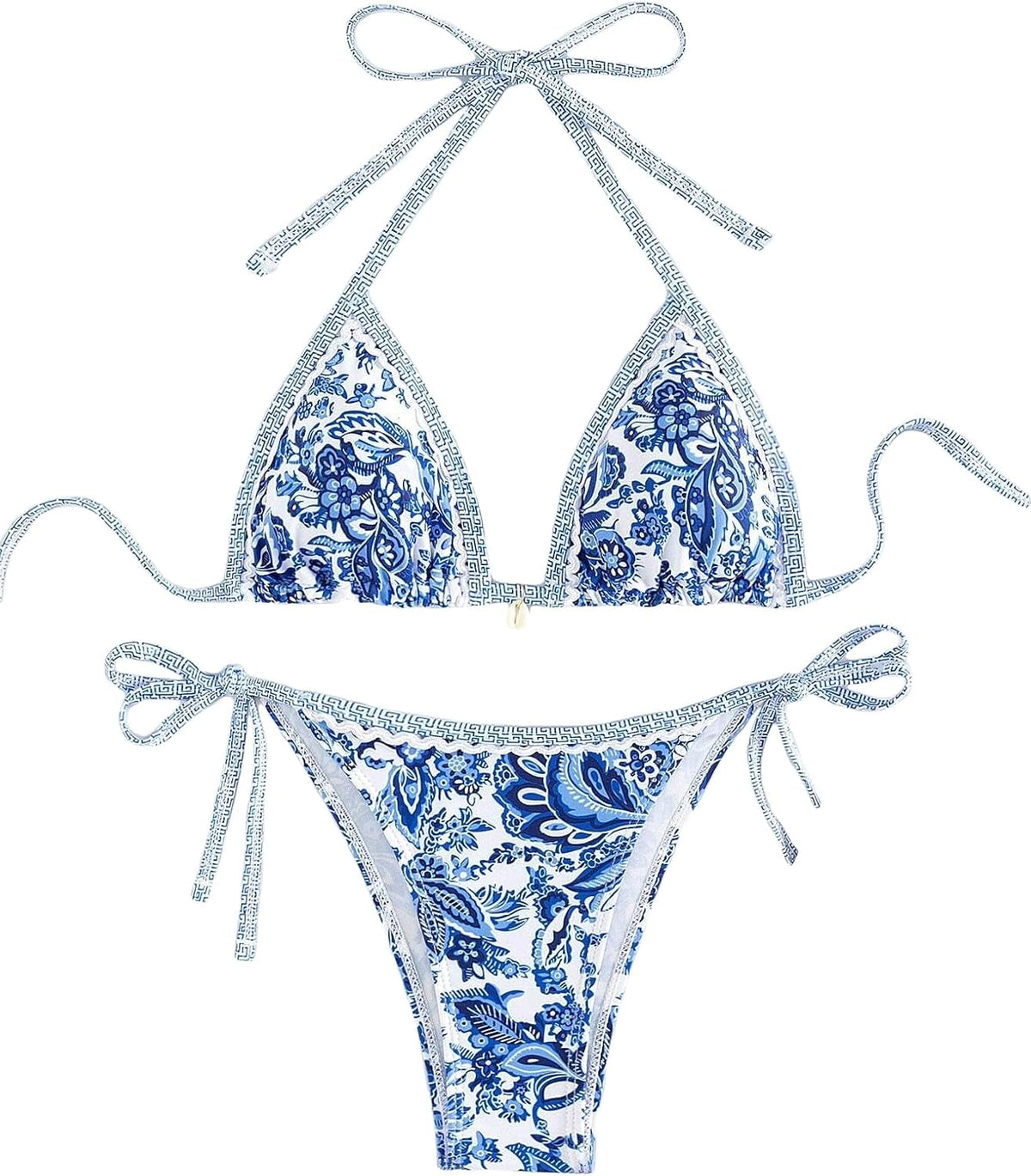 Women's Floral Printed Bathing Suit Halter Paisley Summer Swimsuit Bikinis Set