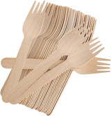 100 PCS Disposable Wooden Forks, 6.7 Inch, Polished Wooden Cutlery, Eco-Friendly, Biodegradable, Perfect for Parties, Weddings, Camping, Dinner Events