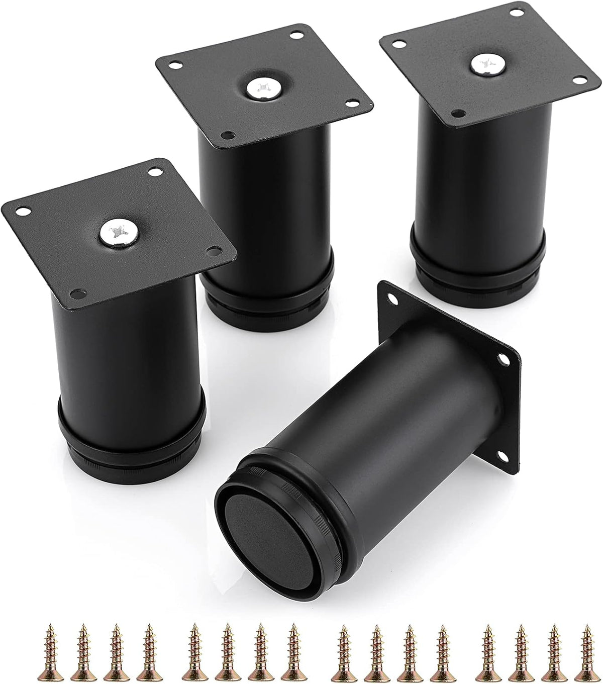 4Pcs 4 Inch Adjustable Replacement Furniture Legs Feets - Stainless Steel Table Legs Extenders Heavy Duty Furniture Risers Lifters for Cabinet Sofa Chair Desk