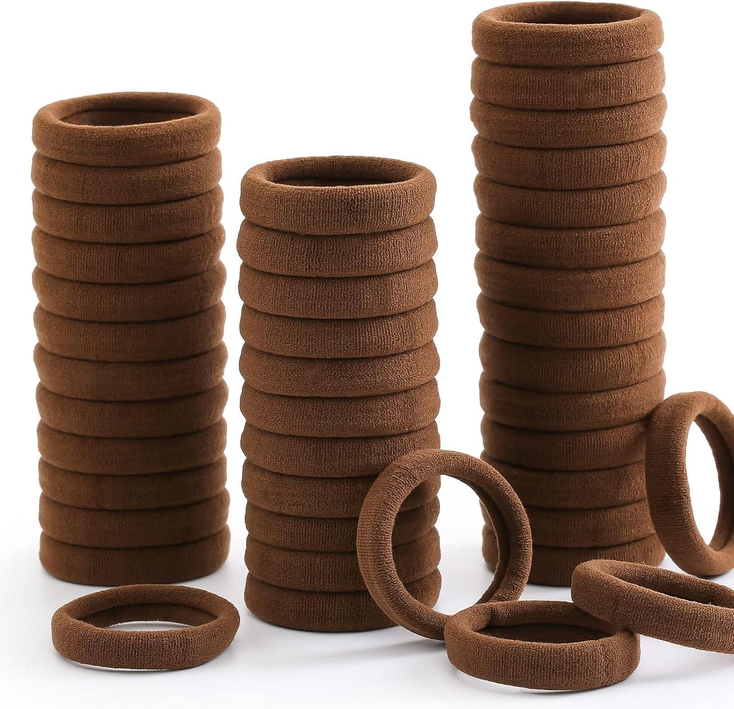 100 Pcs Thick Seamless Hair Ties, Ponytail Holders Hair Accessories No Damage for Thick Hair (Dark Brown Colors)