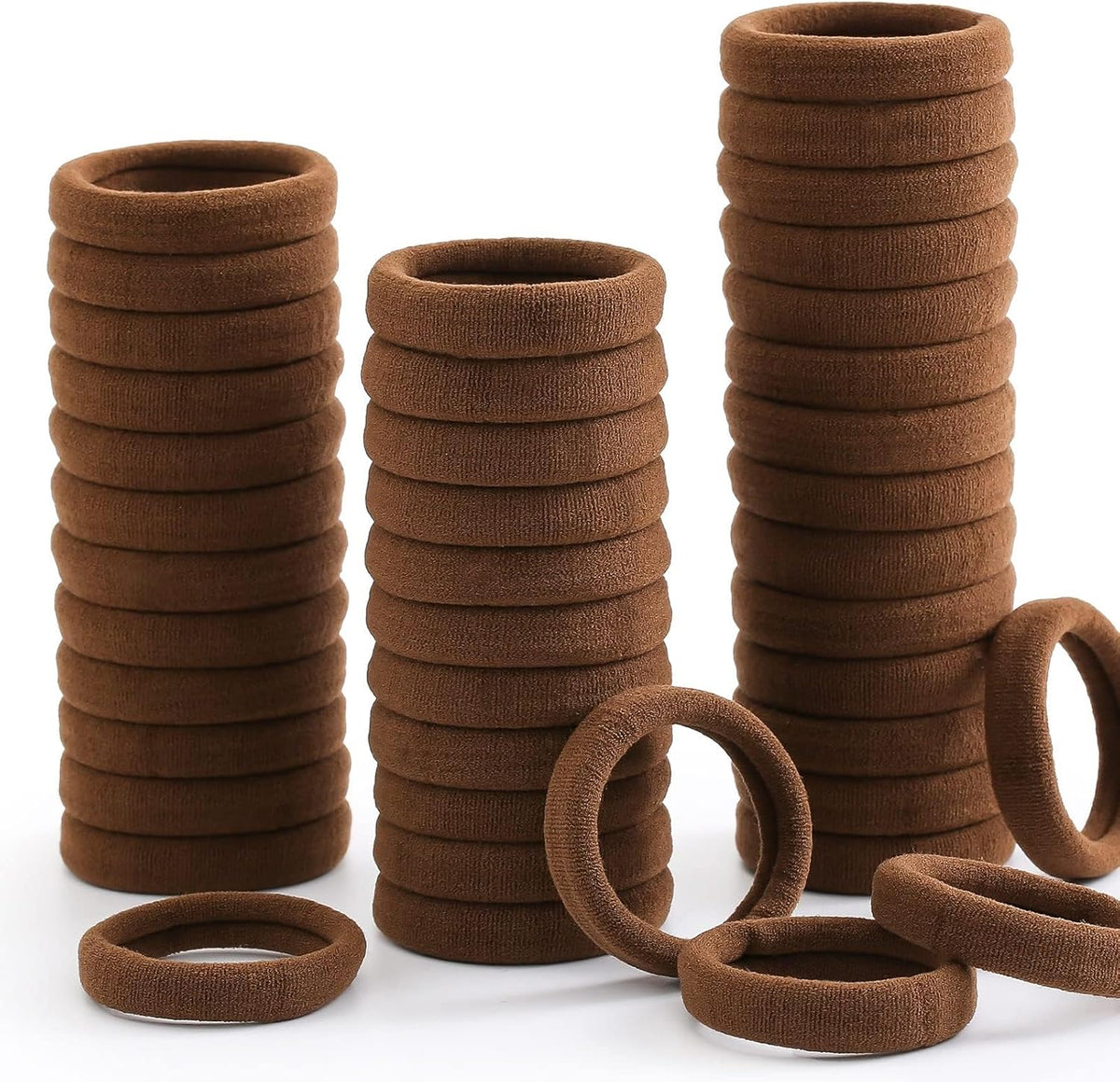 100 Pcs Thick Seamless Hair Ties, Ponytail Holders Hair Accessories No Damage for Thick Hair (Dark Brown Colors)