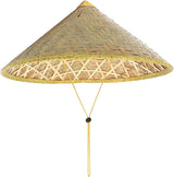 Retro Chinese Bamboo Rattan Fisherman Hat, Handmade Weave Bucket Hat, Rice with Adjustable Rope, 14 Inch Fishing Sunshade Cap for Farmer Fishing, Light Yellow