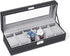 6-slot Leather Watch Box, Watch Box Organizer Glass jewelry Storage Black