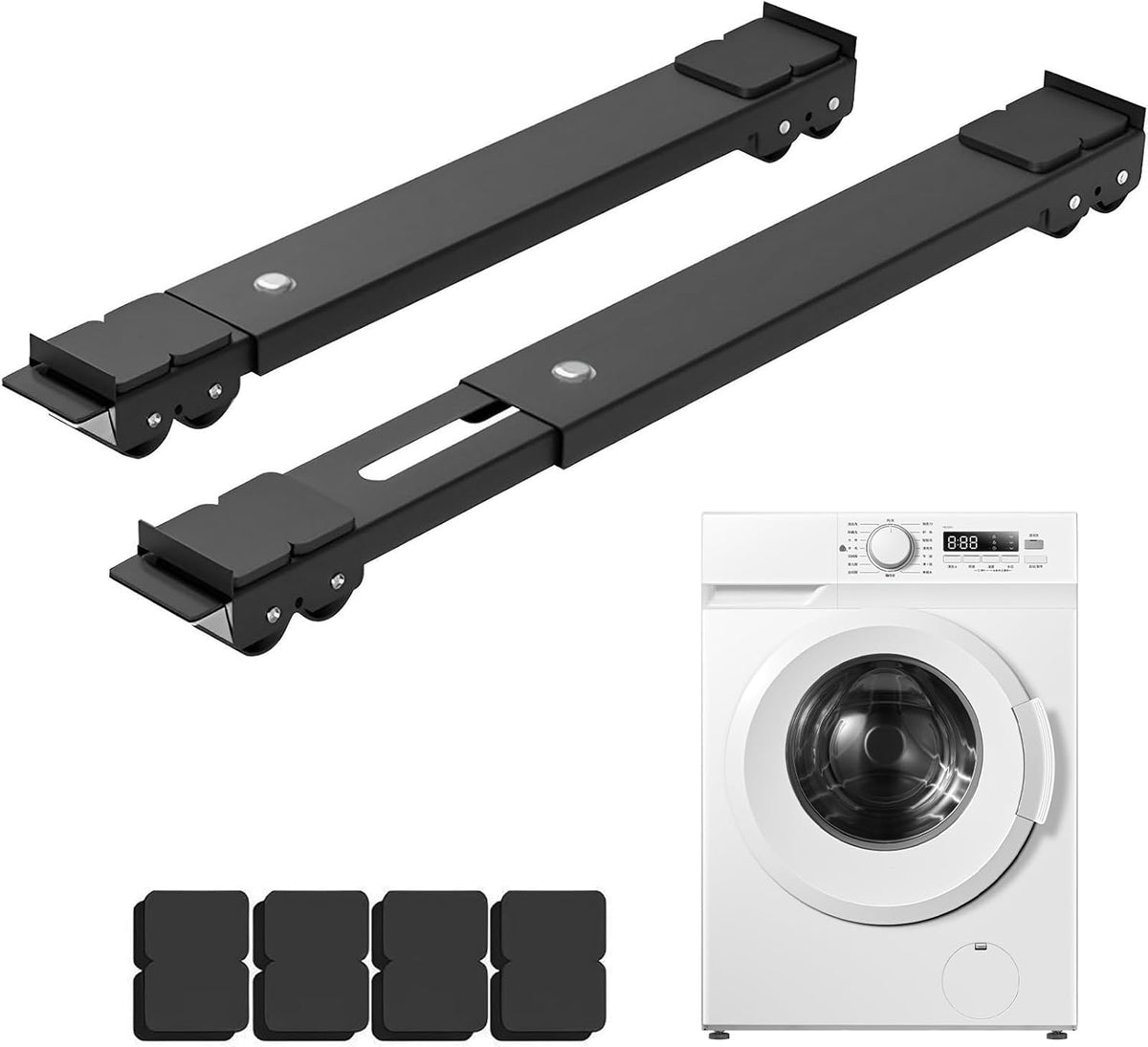 Heavy Duty Furniture Appliances Rollers, Extendable Appliance Rollers with Brake, Mobile Washing Machine Base for Refrigerators, Dishwashers, Washing Machines, 660 lbs Total Load