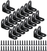 20PCS Small L Brackets, Black Iron Corner Mount Brackets with 40 Screws, Rust Resistant, Easy to Install, Multi-Purpose