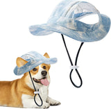 Baseball Cap for Dogs - Visor Sun Protection Hat With Ear Holes, Adjustable Outdoor Sport Hat With Round Brim for Puppy, Small Medium Dogs, Cats (Large)