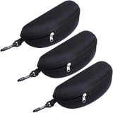 3pcs Zipper Hard Shell Sunglasses Case Eyeglasses Case Portable Travel Glasses Case with Plastic Carabiner Hook