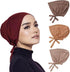 4 Pcs Women Hijab Undercap Muslim Inner Beanies Cap with Tie Back Closure Adjustable Underscarf Hat Chemo Turban Cap