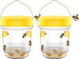 2pcs Wasp Trap, Yellow Hornet Bee Traps Catcher with Hanging Non-Toxic PP Plastic Jacket Traps for Outdoors/Garden - Yellow